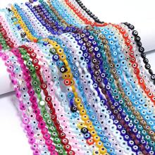 约 60 颗彩色千花玻璃珠，透明魔鬼眼扁圆珠 6 毫米，万圣节礼物 DIY 珠宝制作材料，适用于手链、项链、手机饰品