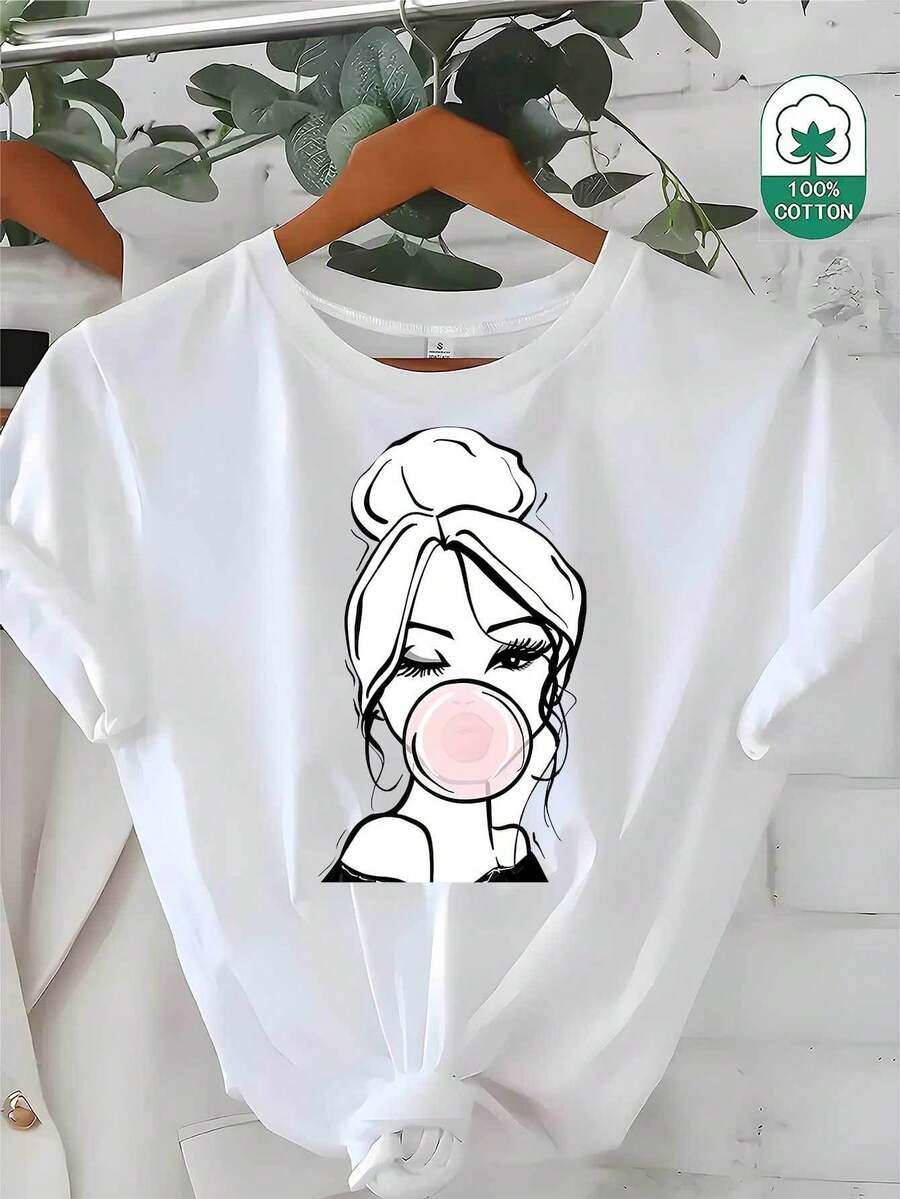 Anime Robot Robloxs Face T-Shirts Women Fun Tees Crew Neck Short Sleeve T Shirts Women Clothing Harajuku T Shirts Summer Graphic Tees - White 10 - View 1