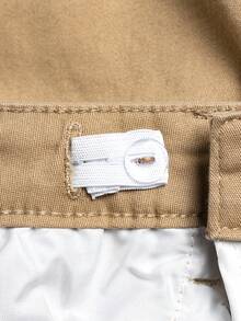 Quần short denim đen cho bé trai thêu logo, màu giặt cũ, cạp chun có thể điều chỉnh, quần short denim Bermuda co giãn - Màu Khaki - Xem 6