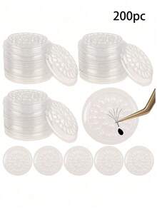 50pcs Eyelash Extension Glue Holder, Eyelash Extension Tools Rack Tray Pads, Pink Plastic Flower Shape Eyelash Extension Glue Pad With Self-Adhesive Back For Eyelash Extension, Nail Art Or Tattoo Ink Applying - Multicolor - View 31