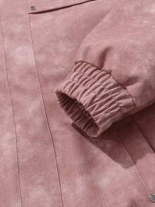 Men's Autumn Casual Fashionable Loose PU Leather Jacket With Side Pockets, Ribbed Cuffs And Hem, Soft And Comfortable Turndown Collar Zip-Up Outerwear