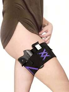 Concealed Carry Thigh Holster For Women – Adjustable Elastic Lace-Up Leg Gun Holster With Extra Magazine Pouch, Fits PT-22, TCP .380, Ruger LCP, P238, Comfortable Concealment For Outdoor, Hunting & Daily Use - 黑色 - 查看 10