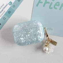 1-Pack AirPodsCase, Premium TPU Material, Purple & Blue Glitter Finish With Shell Element, Crystal Pearl Charm, Shockproof, Protective, Dustproof, Fashionable, Ideal For Teens & Young Adults, Everyday Use & Gift - Multicolor - View 7