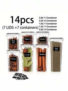 48pcs Airtight Food Storage Containers With LIDS - Perfect For Kitchen Pantry Organization And Storage Of Grains, Rice, Pasta, Tea, Nuts And Coffee Beans - Dishwasher , Including Labels And Markers,Local Warehouse - Black and White - View 14