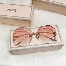 New Frameless Glasses For Men And Women - Round Gradient Fashion Glasses - Lightweight Modern Design Glasses, Fashion Accessory Gift, Simple Rest, Valentine's Day Gift - 漸層粉 - 查看 8