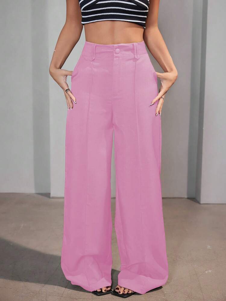 ADD MODA FEMININA EIRELI- AS1331 Women's Pantaloons, Pantaloons, High Waist, With Side Pockets, Romantic Fabric, Flare, Bell Bottom, Wide Leg, Sweatpants, Pants With Belt, Women's Jeans High Waist With Lycra Cotton Polyester Elastane, Premium Black Skinny Pants Women's High Waist With Lycra Elastane Black Jeans Black Twill Pants Women's Skinny Crepe Mesh Pants With Lined Belt High Waist Slim Quality, Women's Pants, Tailoring, Pantyhose, Crepe Pants, Jeans, Jogger, Denim Jacket, Linen, Women's Wide Leg Pantaloons, Monsca Zipper, Women's Jeans High Waist Up To The Navel With Elastane Lycra Women's Clothing, Wide Leg Pants, Duna Social High Waisted Pantaloons With Elastic Band, Zipper And Button, Does Not Contain Lining, Women's High Waist Pantaloons With Pocket Super Fashion, Modal, Social, Elegant, Social, Blogger, Butt Lifter, Vibrant Colors, National Shipping, New Collection 2025 - Pink - View 1