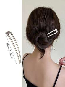 2 件套女士闪亮金属 U 型发夹，韩国简约发饰，优雅发髻制作器，适合日常佩戴
