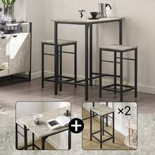 SoBuy OGT10-PF, Bar Set-1 Bar Table And 2 Stools, Home Kitchen Breakfast Bar Set Furniture Dining Set - Grey - View 9