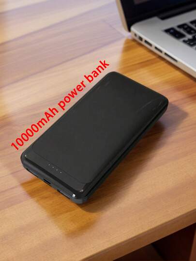 1 Stück 10000mAh Powerbank mit 2 USB-Anschlüssen, kompakter schwarzer tragbarer Ladegerät mit Kontrollleuchten, keine Schnellladung, geeignet als Abschlussgeschenk, Geschenk für Singles-Party, Brautjungferngeschenk, Vatertags-Geschenk, Geschenk für Bridal-Shower, Hochzeitsgäste-Geschenk, Geburtstags-Party-Dekoration und Hochzeitsartikel