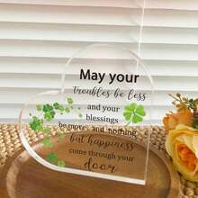 Centru de masă, decor unic de birou în stil boho - placă acrilică în formă de inimă cu citat inspirator, ideală pentru decorul biroului, dormitorului și camerei de zi. De asemenea, un cadou minunat pentru femei, surori, colege de ziua de naștere, Ziua Mamei, Crăciun. Această piesă poate adăuga o notă de farmec oricărei camere. - Multicolor - Vizualizare 4