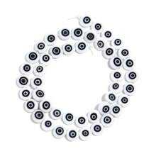 约 60 颗彩色千花玻璃珠，透明魔鬼眼扁圆珠 6 毫米，万圣节礼物 DIY 珠宝制作材料，适用于手链、项链、手机饰品