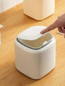 1 件豪华迷你垃圾桶，带按压式顶盖 - 防臭，双桶设计，适合家庭、办公室和汽车使用 - 有米色、棕色和绿色可选，厨房和浴室垃圾桶，家居装饰 | 现代迷你垃圾桶 | 塑料结构，家用垃圾桶，浴室微型桌面垃圾桶，家庭办公桌装饰，咖啡桌，办公室，客厅，书房，厨房，梳妆台桌面，卧室，浴室 - 彩色 - 查看 6