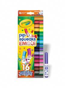 Crayola Bộ 16 bút đóng dấu Pip Squeaks – Bộ bút mini có thể giặt được, hình đóng dấu vui nhộn, đồ dùng nghệ thuật cho trẻ em, quà tặng mùa tựu trường, quà tặng sáng tạo, quà tặng mùa lễ hội âm nhạc/đám cưới. - Nhiều màu - Xem 1