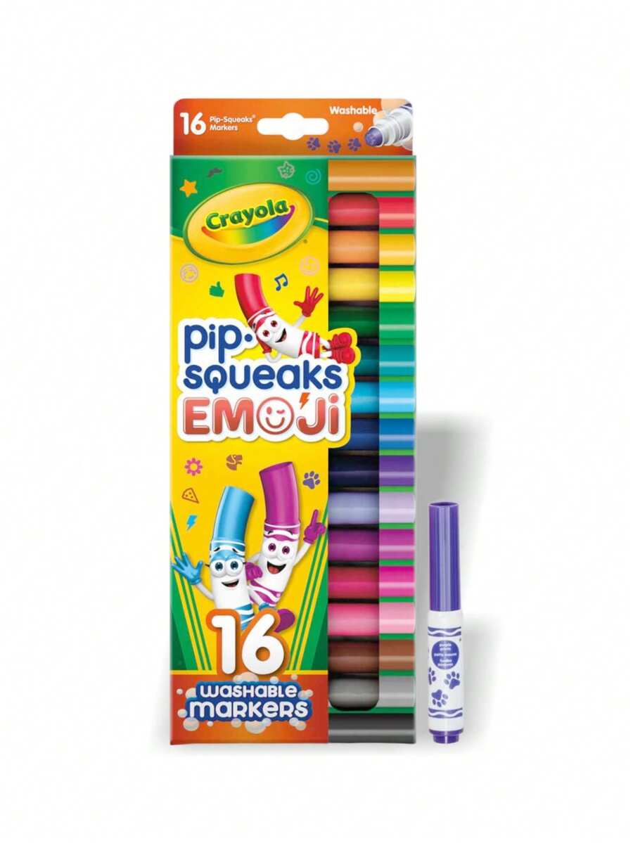 Crayola Bộ 16 bút đóng dấu Pip Squeaks – Bộ bút mini có thể giặt được, hình đóng dấu vui nhộn, đồ dùng nghệ thuật cho trẻ em, quà tặng mùa tựu trường, quà tặng sáng tạo, quà tặng mùa lễ hội âm nhạc/đám cưới. - Nhiều màu - Xem 1
