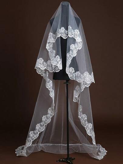 1 szt. 1,5 m/3 metry jednowarstwowy koronkowy welon ślubny haftowany, dodatek do studia fotografii ślubnej