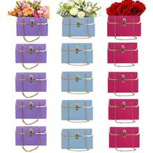 4 件套优雅玫瑰花纸质礼盒，婚礼纸质花束收纳桶，花店花卉手提包，带金属链，花盒礼品包装袋，完美的婚礼生日节日派对情人节、返校情人节礼品包装