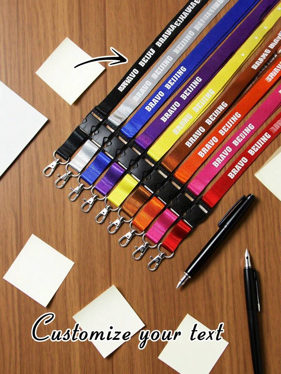 Custom Text ID Badge Lanyard, Personalized ID Badge Holder Strap With Detachable Clasp, Neck Strap Keychain For Keys And Phone, 20.47 Inches/52cm - Multicolor - View 1
