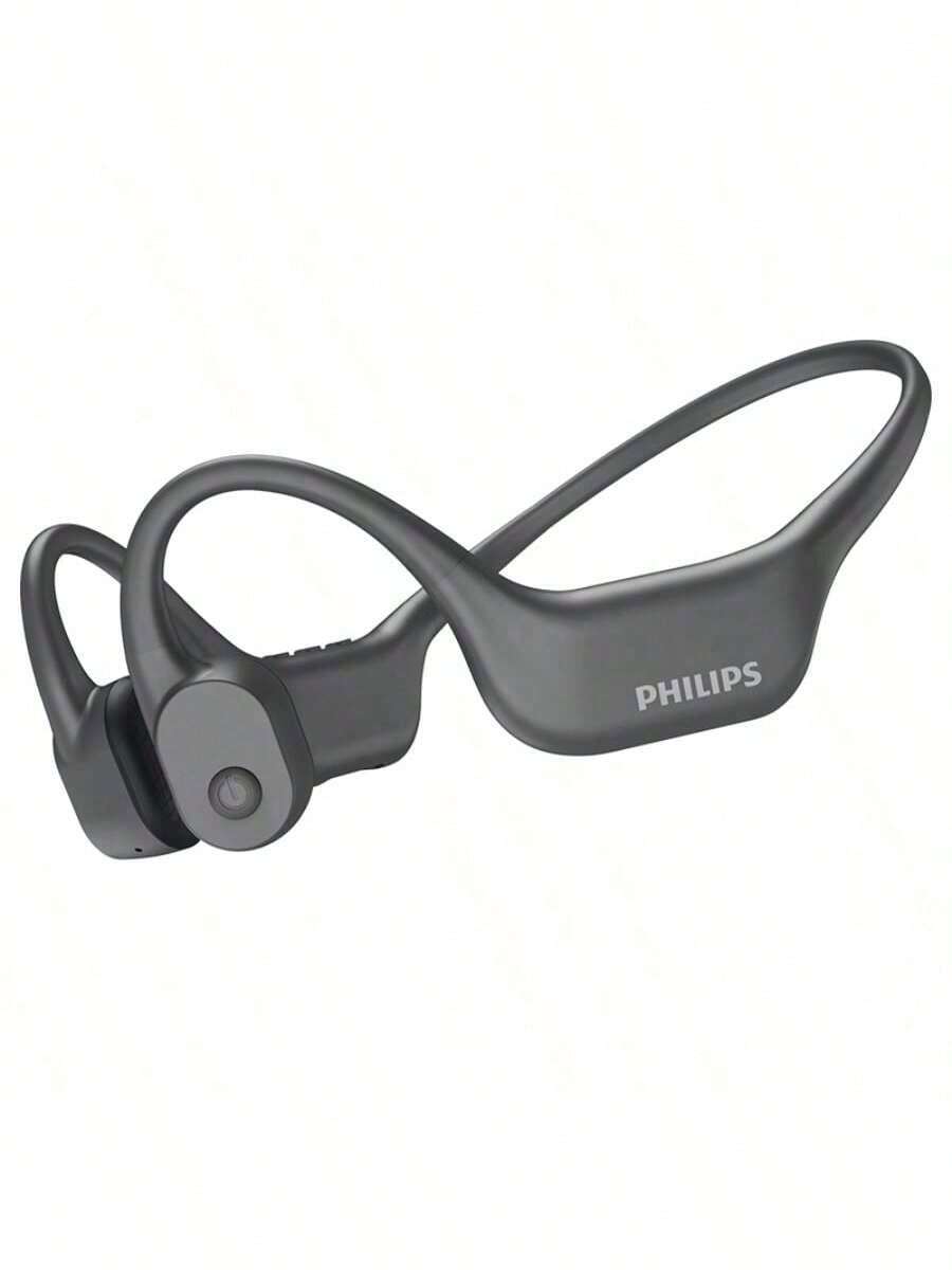 PHILIPS TAA6609 Kabellose Sport-Bluetooth-Kopfhörer mit Knochenleitung, Geräuschunterdrückung durch AI-Doppelmikrofon, magnetisches Laden, angenehmer Tragekomfort, lange Akkulaufzeit, wasser- und staubdicht nach IP68, Ladeanschluss Typ C, Schwarz