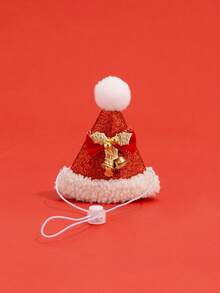 1pc Adjustable Pet Christmas Hat, Suitable For Cats And Small/Medium Dogs, Perfect Christmas Eve & Christmas Gift For Pets