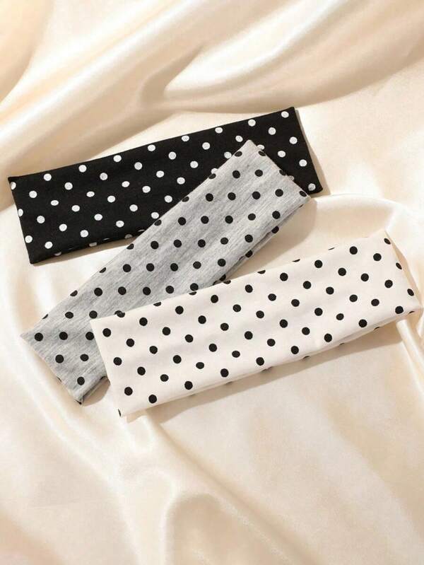 3 pezzi Fasce per capelli sportive retrò a pois per donne, versatili per la vita quotidiana, street dance, accessori per capelli da viaggio, decorazione, fascia per capelli da allenamento, yoga, bandana autunnale e invernale per outfit da vacanza