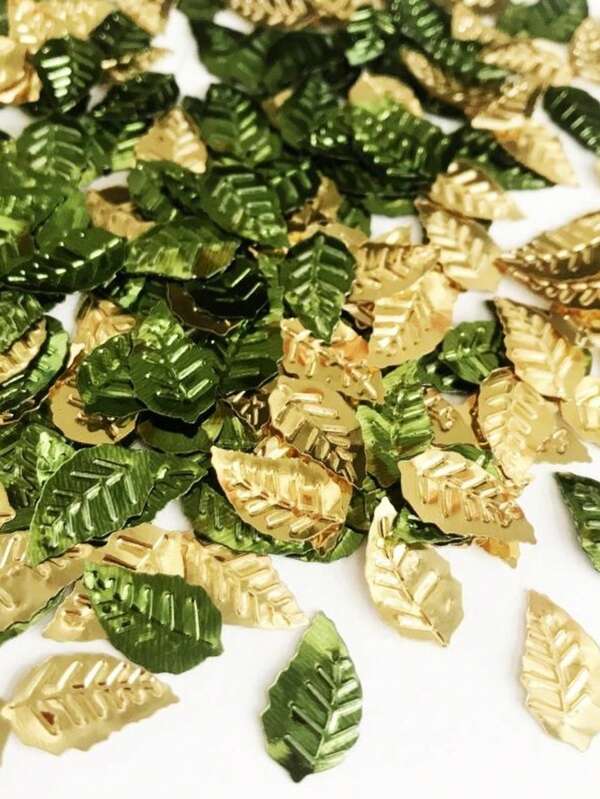250/500pcs Gold & Green Leaf Sequins, Leaf Craft Paper Confetti, Green Leaf Sequins Confetti For Party Throwing, Wedding Throwing Paper Petals, DIY Accessories And Crafts, Shiny Leaf Design, Centerpiece Decor, Suitable For Birthday, Wedding, New Year, Harvest Festival, Thanksgiving, Halloween, Christmas, Scrapbooking, Card Making And Party Decoration, DIY Sequins, Daily And Holiday Parties, Gift Filler