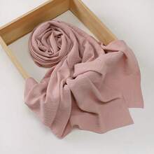 1pc Women Solid Color Crinkled Everyday Hijab, Opaque Headscarf For Dress - Multicolor - View 23