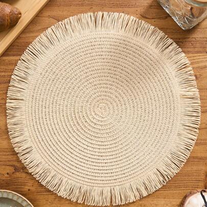 1/4/6/12pcs Bohemian Style Round Paper Placemats, Non-Slip Table Mats For Home Kitchen Dining, Suitable For Holiday Gatherings, Birthdays, Weddings, Parties, Coffee Tables (Note: The Mats Are Paper And Cannot Be Washed),Fall Decor,Autumn Decor,Room Decor