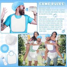 D6 Sets Bottle Chug Baby Shower Games Juegos Para Plastic Baby Bottles Bibs Hat Disposable Diapers Gender Reveal Games Baby Changing Diaper Race Game Decoration Blue 7001 - 藍色 - 查看 5
