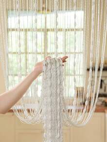 1pc Minimalist Beaded String Curtain, Suitable For Living Room, Bedroom, Kitchen, Room Divider - White - View 3