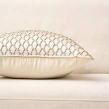 غطاء وسادة فاخر وأنيق بتصميم هندسي، بدون حشو، عالي الدقة، مزود بسحاب مخفي، مناسب للأريكة والأريكة والسرير والسيارة والكرسي ومقعد النافذة والأريكة الصغيرة وغرفة المعيشة وغرفة النوم والأرضية والمقعد والمكتب والمقهى - بيج - مشاهدة 6