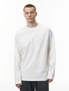 INFLATION Solona Elastic Long Sleeve T-Shirt, 25 Autumn New American Street Style 260G Heavy-Weight Base Layer Tee For Men, Fall - White - View 4