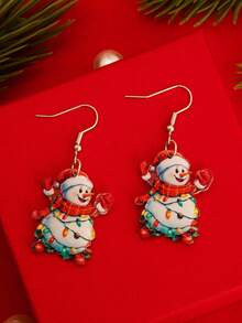 1 Pair Cute Cartoon Christmas Series Casual Earrings, Popular In Europe And America - Snowman 2 - View 1