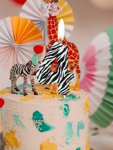 斑马纹图案编号 0-9 生日周年派对蛋糕装饰蜡烛 - 彩色 - 查看 7