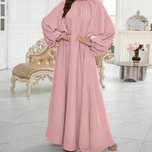 1 件纯色 Nida 面料 Abaya，无头巾，宽松舒适，适合所有人胸围，适合女性日常穿着 - 多色 - 查看 18