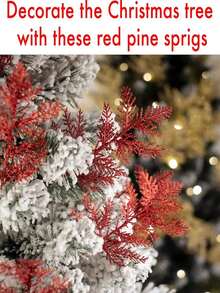 20/10/2 pièces Aiguilles de pin scintillantes de Noël, pics et vaporisateurs de Noël, tiges de feuilles de cèdre artificielles, tiges de feuilles de Noël, pour artisanat DIY, couronnes, décoration de la maison. Aiguilles de pin artificielles rouges scintillantes, pics floraux de Noël artificiels, branches pour arbre de Noël, couronnes, bouquets de mariage, décoration saisonnière d'hiver