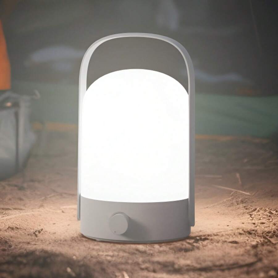Lámpara de mesa para exteriores sin escalón, linterna LED recargable con mango portátil de 360° y luz LED regulable para campamento al aire libre, hogar, iluminación ambiental de fiesta, lámpara de noche para dormitorio y emergencia - Blanco - Ver 1