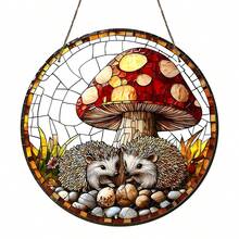 1 pièce, Attrape-soleil en forme de hérisson et de champignon, décoration de jardin, suspension colorée en acrylique pour fenêtre, décoration murale, décoration de fête, décoration de salon, chambre, véranda, décoration de maison à thème animalier, cadeau pour les amateurs de nature