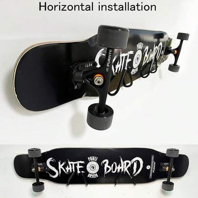 Pmsanzay 2 Pack Universal Skateboard Wall Mount Rack. Horizontally/Vertically Wall Mounted Storage - Fits Virtually All Cruiser Boards, Skateboards, Boards, Longboards,Etc (Hardware Included)