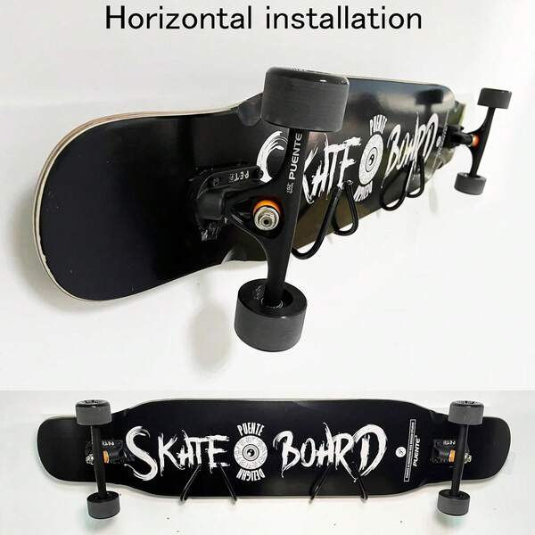 Pmsanzay 2 Pack Universal Skateboard Wall Mount Rack. Horizontally/Vertically Wall Mounted Storage - Fits Virtually All Cruiser Boards, Skateboards, Boards, Longboards,Etc (Hardware Included)