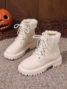 2026 Autumn/Winter New Women's Boots, Fashion Versatile Casual Women's Ankle Boots, White Women's Ankle Boots, College Style Women's Shoes, Minimalist Women's Boots, Women's Fashion Ankle Boots, Classic Women's Ankle Boots, Riding Boots - White - View 6