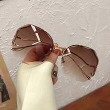 New Frameless Glasses For Men And Women - Round Gradient Fashion Glasses - Lightweight Modern Design Glasses, Fashion Accessory Gift, Simple Rest, Valentine's Day Gift - 漸層粉 - 查看 6