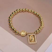 1pc CZ Micro Pave Virgin Charms Bracelet Cross Pendant Bracelet Fashion Religion Jewelry Bracelet