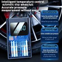 SUITU 便携式轮胎充气泵 - 150psi 无绳便携式气泵，带压力表和 LED 灯，适用于汽车轮胎，充气速度提升 3 倍，也适用于汽车、摩托车、球类和自行车，黑色，内置 7.4V/DC12V 2000mAh 锂电池（有线版本不含电池）。（注意：使用前请充电 3-5 小时 / 点烟器适配器并非适用于所有国家/地区） - 輪胎充氣機 - 查看 3