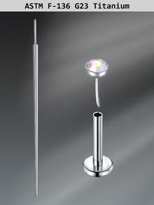 CIZME 1 Set Fashionable Titanium Alloy Threadless Nose Stud CZ Nose Ring, Flat Back Stud Earrings, CZ Nose Bone, Nose Wing, Cartilage Earrings, 20G 18G 16G Cubic Zirconia Lip Ring, Medusa Lip Ring, Threadless Lip Stud, Piercing Taper, Suitable For Daily Wear - Lip Studs - View 15