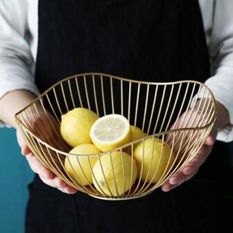 2/1pc Metal Wire Fruit Basket, Minimalist Wave Fruit Bowl, Home Fruit Plate, Fruit Rack Bowl, Hollow Ironwork Fruit Basket, Suitable For Kitchen Counter, Workbench, Home Decoration, Table Decoration, For Hold Vegetables, Bread, Snacks, Kitchen Accessories. Due To Manufacturing Issues, There May Be A Few Areas Where The Paint Has Not Been Applied Properly To The Product.