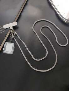 1 件金属万能钥匙手机挂链，时尚女士斜跨手腕手机壳链，带心形吊饰镜面吊坠，附赠透明垫子礼物，适合送给母亲、家人、朋友、生日、节日的手机吊饰、手机链 - 銀色 - 查看 13