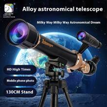 SCIENCE HORSE Teleskop astronomiczny 50/500 mm, stop aluminium, z okularem binokularowym o powiększeniu 30/60x, ręcznym ustawianiem ostrości, w zestawie uchwyt na smartfona i składany statyw – odpowiedni do obserwacji gwiazd, księżyca i aktywności na świeżym powietrzu, dla osób w wieku 8+ lat
