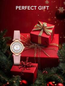 Coach Đồng hồ thạch anh PARK dây da màu hồng dành cho nữ với mặt số kết cấu bằng pha lê và đá cẩm thạch Đồng hồ quà tặng tròn tương tự thanh lịch thường ngày dành cho nữ - Hồng - Xem 7