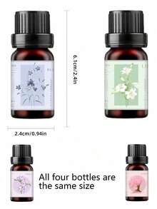 Set de 4 piezas de perfume de aromaterapia con aceites esenciales concentrados de 4 tipos diferentes para humidificador, difusor, velas y decoración del hogar, regalo de Navidad y Año Nuevo - Varias fragancias - Ver 10