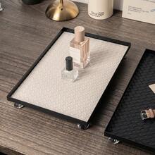 1 pièce Plateau de vanité tressé avec support en acrylique de forme diamant, disponible en blanc, noir et marron, polyvalent pour les parfums, les rouges à lèvres, les bougies, l'affichage des bijoux et à des fins décoratives